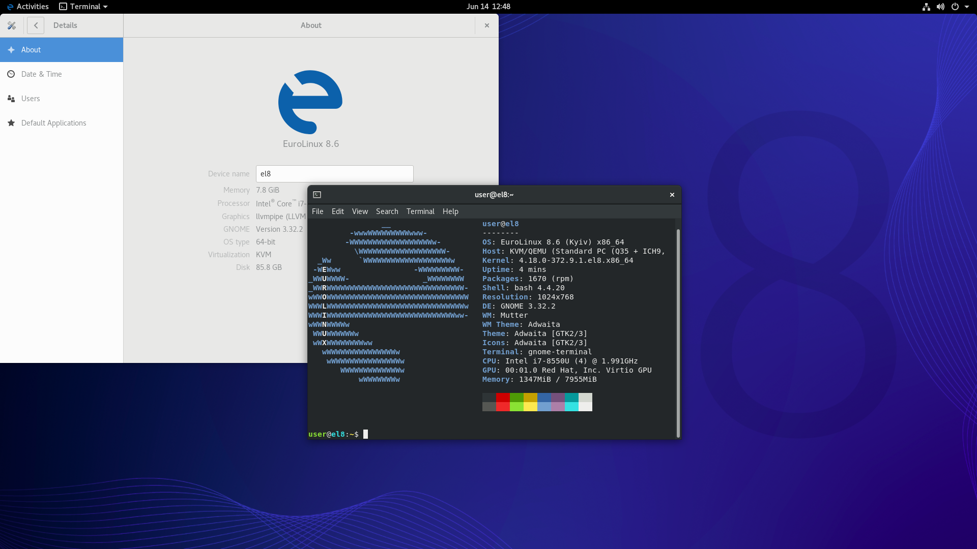 EuroLinux desktop screen