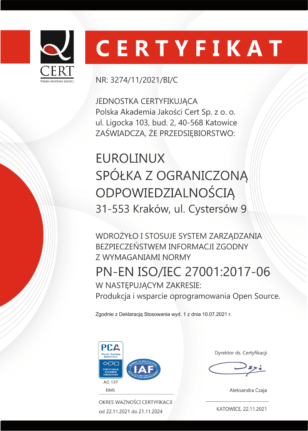 EuroLinux certyfikat ISO 27001
